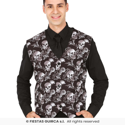 Feestbazaar Halloween Gilet Doodskop Heren