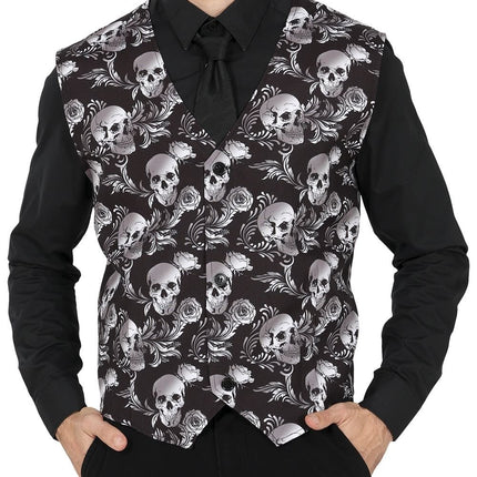 Feestbazaar Halloween Gilet Doodskop Heren