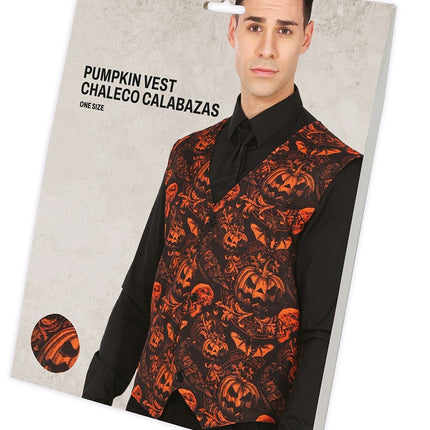 Feestbazaar Halloween Gilet Pompoen Heren