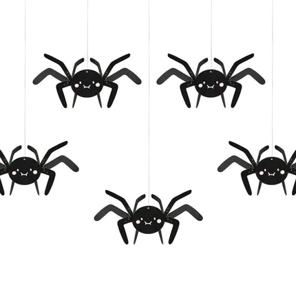 Feestbazaar Halloween Hangdecoratie Spinnen (5st)