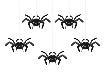Feestbazaar Halloween Hangdecoratie Spinnen (5st)