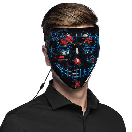 Feestbazaar Halloween LED Masker Killer Smile Blauw