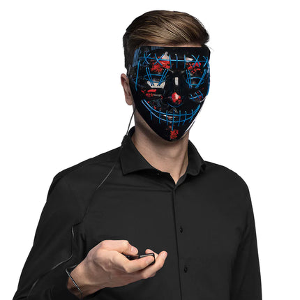 Feestbazaar Halloween LED Masker Killer Smile Blauw