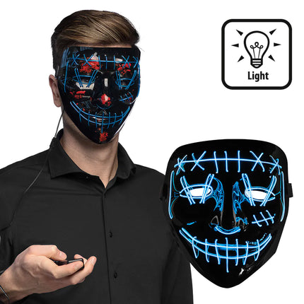 Feestbazaar Halloween LED Masker Killer Smile Blauw