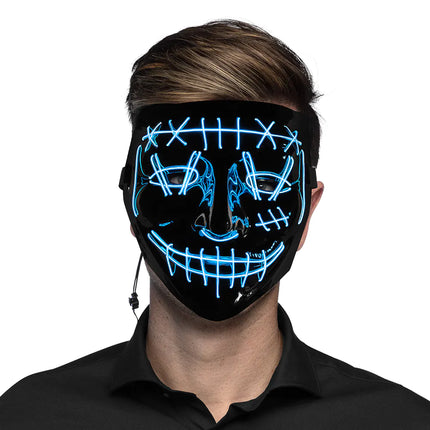 Feestbazaar Halloween LED Masker Killer Smile Blauw