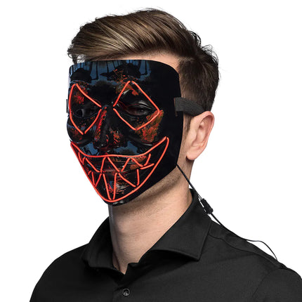 Feestbazaar Halloween LED masker Killer Smile Rood