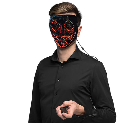 Feestbazaar Halloween LED masker Killer Smile Rood