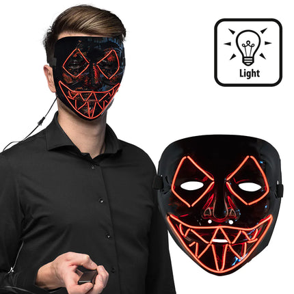 Feestbazaar Halloween LED masker Killer Smile Rood