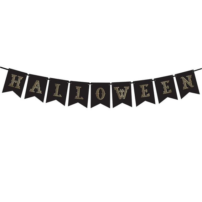 Feestbazaar Halloween Vaandel Slinger Zwart (175cm)