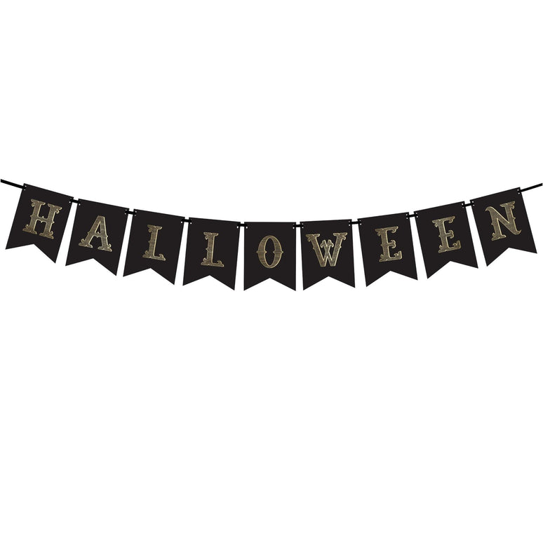 Feestbazaar Halloween Vaandel Slinger Zwart (175cm)