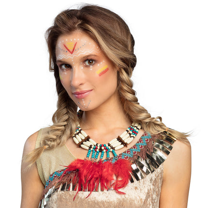 Feestbazaar Halsketting met veertjes Indiaan Lootah