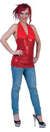 Feestbazaar Halter topje glitter rood