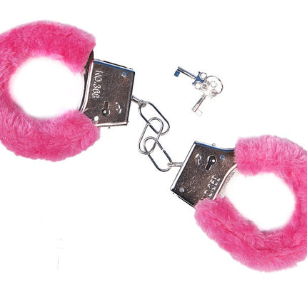 Feestbazaar Handboeien Metaal met Roze Bont