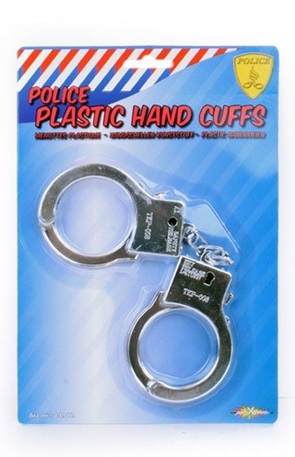 Feestbazaar Handboeien plastic zilver
