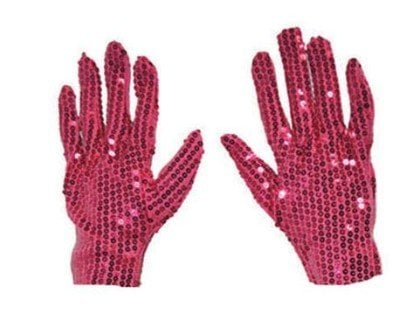 Feestbazaar Handschoenen fuchsia pailletten
