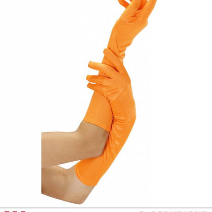 Feestbazaar Handschoenen lang neon oranje