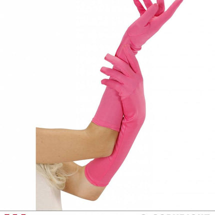 Feestbazaar Handschoenen lang neon roze