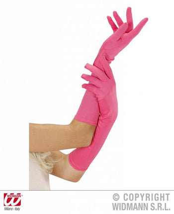 Feestbazaar Handschoenen lang neon roze