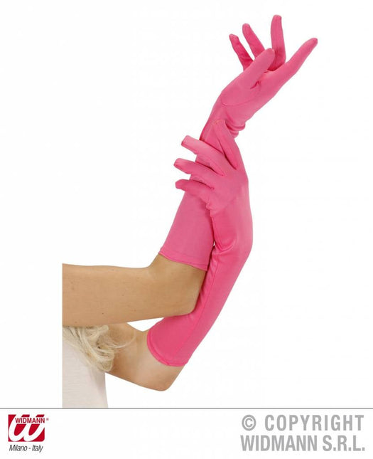 Feestbazaar Handschoenen lang neon roze