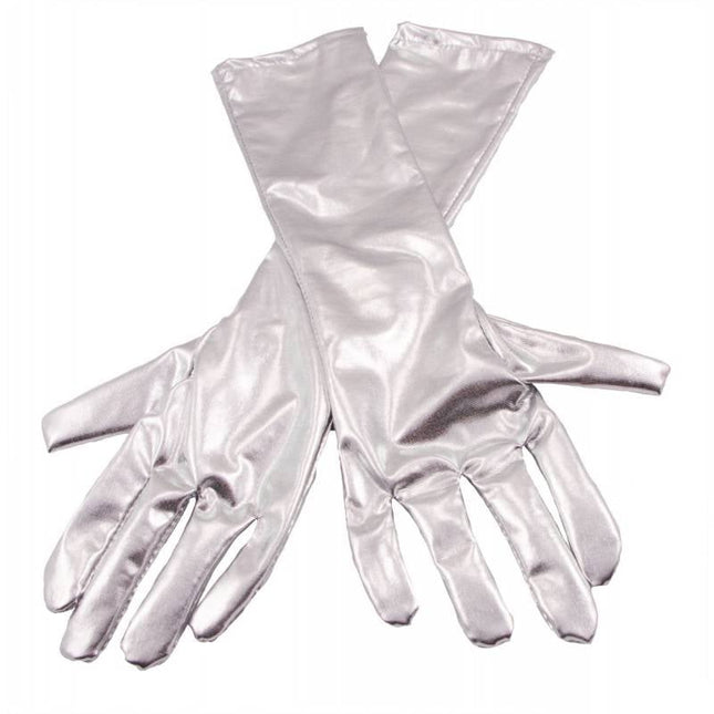 Feestbazaar Handschoenen metallic zilver