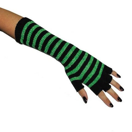 Feestbazaar Handschoenen Neon gestreept Groen Vingerloos