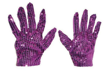 Feestbazaar Handschoenen Paars Pailletten