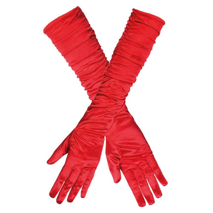 Feestbazaar Handschoenen Rood Geplooid Hollywood
