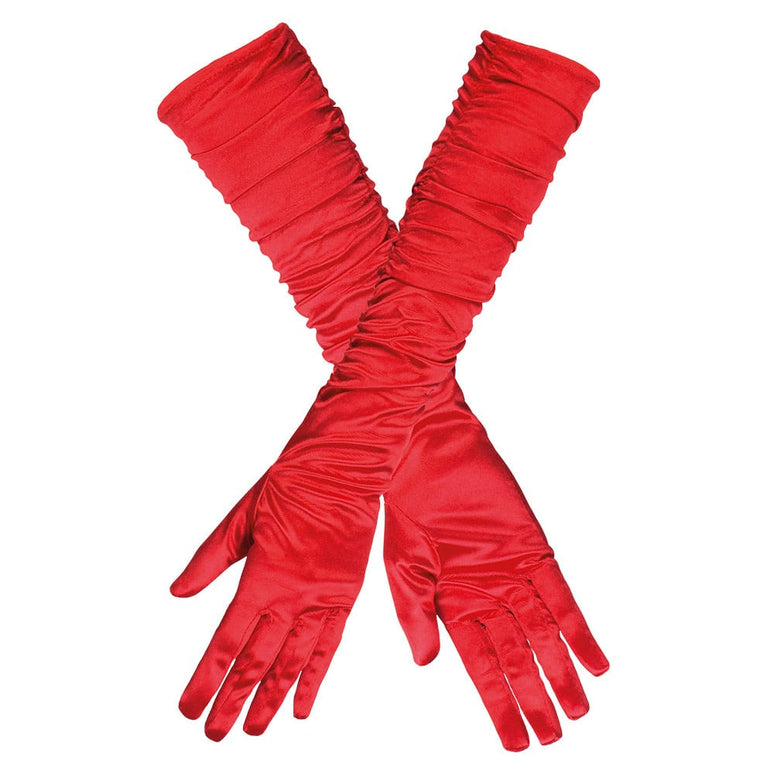 Feestbazaar Handschoenen Rood Geplooid Hollywood