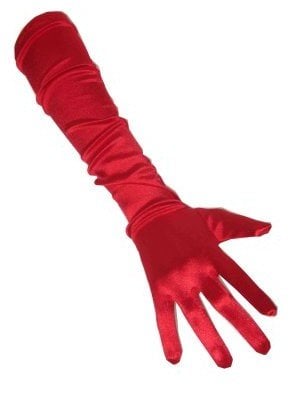 Feestbazaar Handschoenen satijn rood extra lang