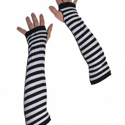 Feestbazaar Handschoenen zwart/wit zonder vingers
