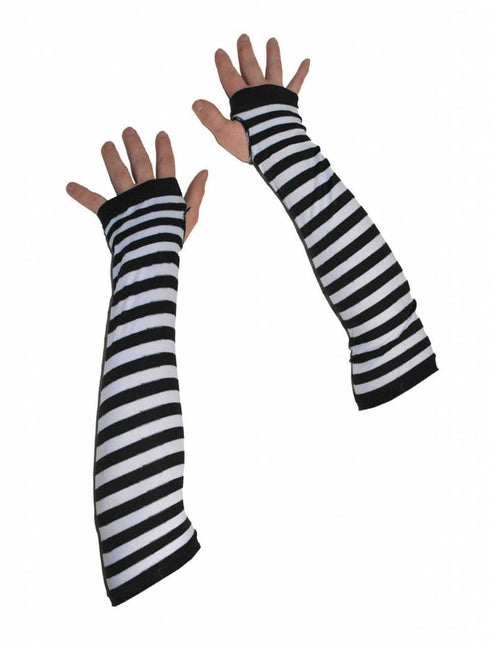 Feestbazaar Handschoenen zwart/wit zonder vingers