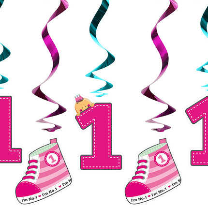 Feestbazaar Hangdecoratie 1 Jaar Roze - 5 Stuks