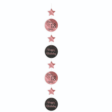 Feestbazaar Hangdecoratie 18 Jaar Roségoud/Zwart (1,2m)