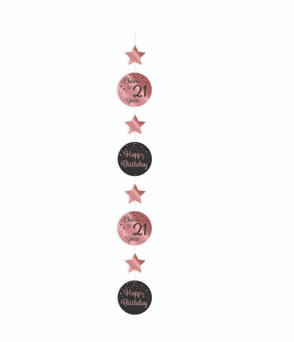 Feestbazaar Hangdecoratie 21 Jaar Roségoud/Zwart (1,2m)