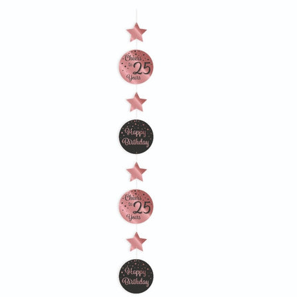 Feestbazaar Hangdecoratie 25 Jaar Roségoud/Zwart (1,2m)