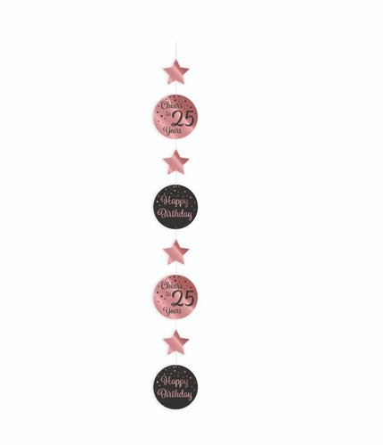 Feestbazaar Hangdecoratie 25 Jaar Roségoud/Zwart (1,2m)