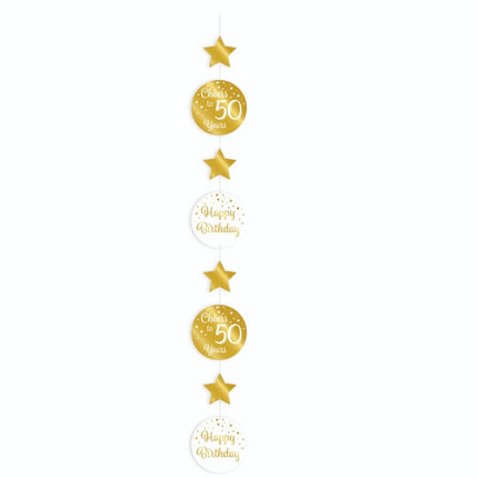 Feestbazaar Hangdecoratie 50 Jaar Goud/Wit (1,2m)