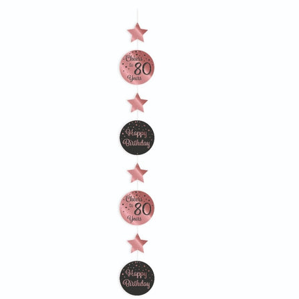 Feestbazaar Hangdecoratie 80 Jaar Roségoud/Zwart (1,2m)