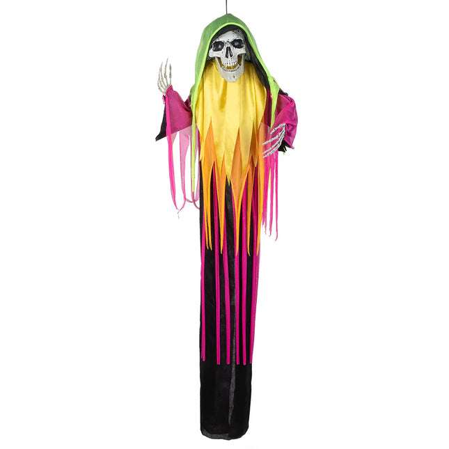 Feestbazaar Hangdecoratie Flying neon reaper (120cm)