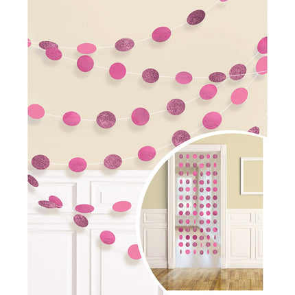 Feestbazaar Hangdecoratie Fuchsia Glitter Cirkels