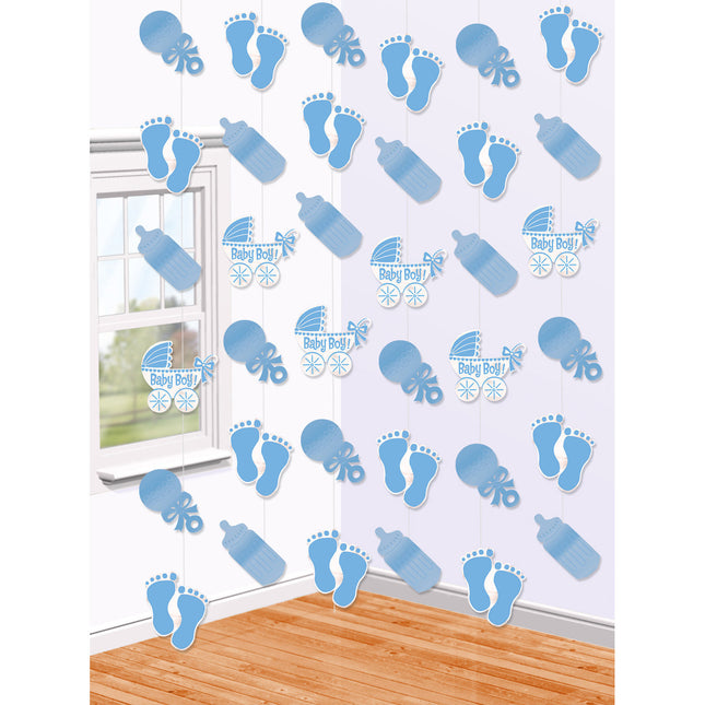 Feestbazaar Hangdecoratie Geboorte Baby Blauw - 6 Stuks
