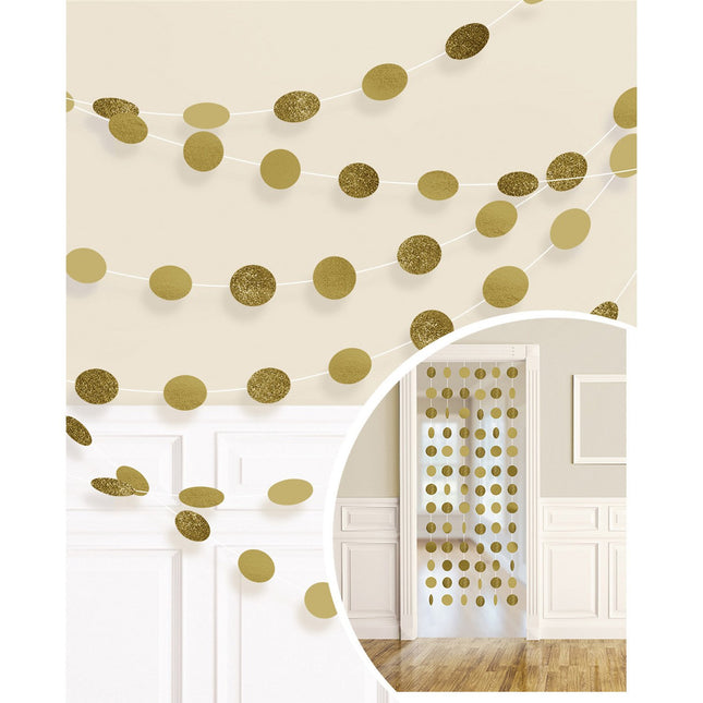 Feestbazaar Hangdecoratie Goud/Glitter Cirkels