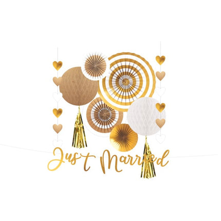 Feestbazaar Hangdecoratie Just Married Goud
