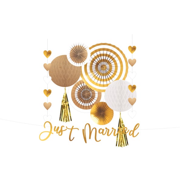 Feestbazaar Hangdecoratie Just Married Goud