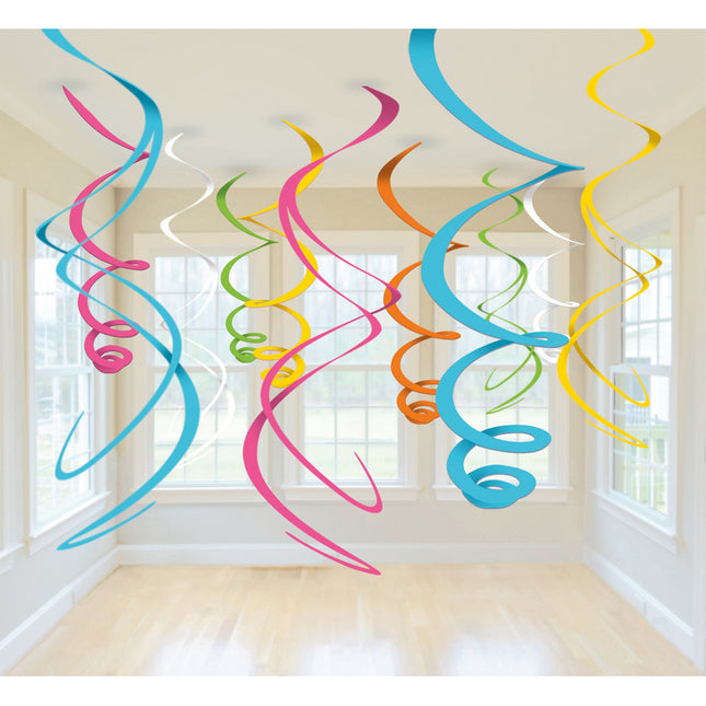 Feestbazaar Hangdecoratie Mix Multikleur Swirls