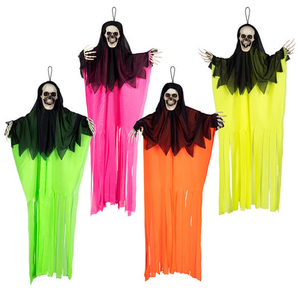 Feestbazaar Hangdecoratie Schedel Spook Neon assorti (90cm)