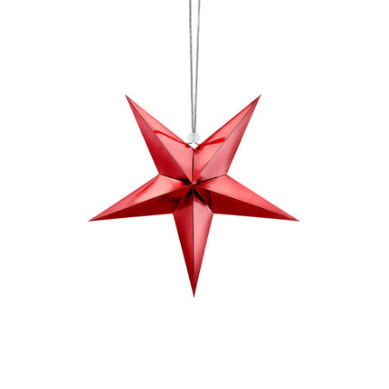 Feestbazaar Hangdecoratie Ster Rood Karton (30cm)