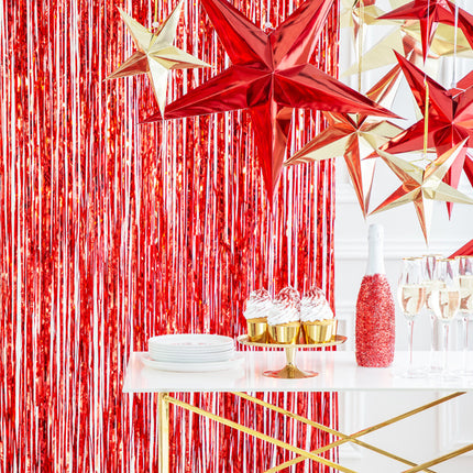 Feestbazaar Hangdecoratie Ster Rood Karton (30cm)