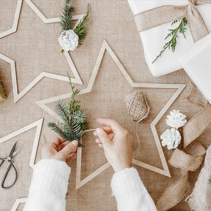 Feestbazaar Hangdecoratie Sterren Set Hout