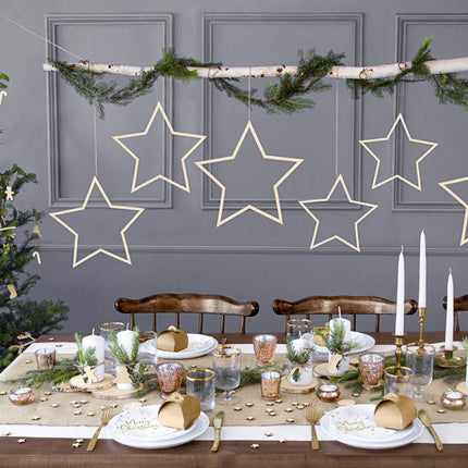 Feestbazaar Hangdecoratie Sterren Set Hout